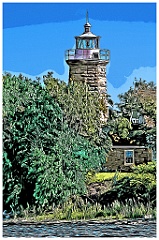 Trees Surround Windmill Point Light in Vermont -Digital Painting